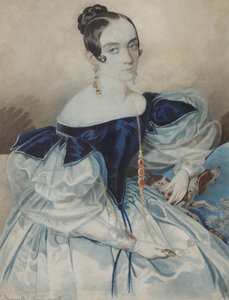 Portret van een dame met een lorgnet, 1830s door Carl von Hampeln