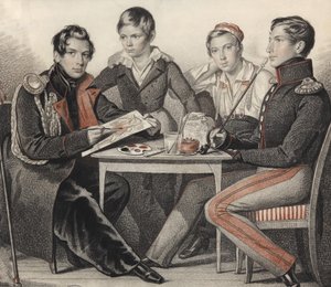 Portret van de Gebroeders Konovnitsyn, 1825 door Carl von Hampeln