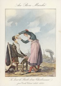 De dag van de bard van een kolenbrander (gekleurde litho) door Carle (after) Vernet