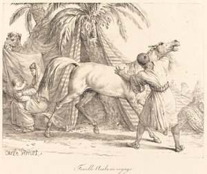 Arabische familie op reis door Carle Vernet