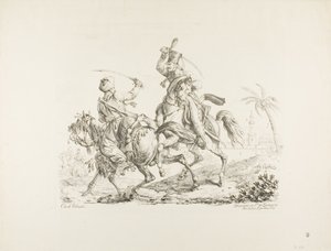 Huzaren die een Mameluk met een sabel doodt door Carle Vernet
