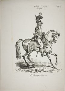 Koninklijke Garde, Normandische Bereden Dragonder en Paard, Nr. 5, Eerste Limoges Paard door Carle Vernet