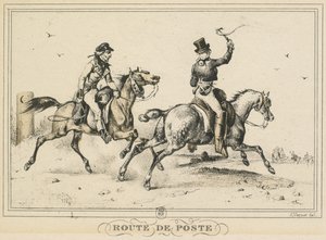 Scènes uit het dagelijks leven, wegen en paden: postroute..., 1817