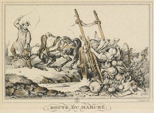 Scènes uit het Dagelijks Leven, Wegen en Paden: Weg naar de Markt, 1819 door Carle Vernet