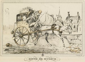 Scènes uit het dagelijks leven, wegen en paden: Weg naar Saint-Cloud..., 1816 door Carle Vernet