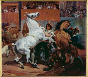 De start van de paardenrace (olieverf op doek)