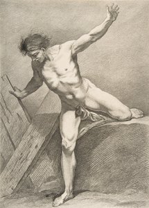 Een Académie: Man die op een Plank Leunt, 1742-43