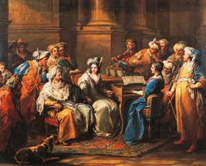 Grote Turk geeft concert aan zijn minnares door Carle van Loo