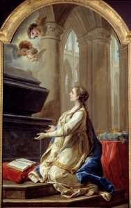Sint Clothilde in gebed door Carle van Loo