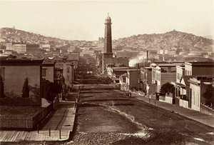 First Street, San Francisco, 1864, gedrukt ca. 1876 door Carleton Emmons Watkins