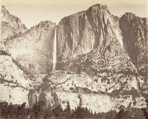 Yosemite Falls, 2.634 voet, ca. 1872, gedrukt ca. 1876 door Carleton Emmons Watkins