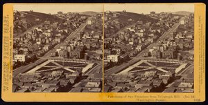 Panorama van San Francisco vanaf Telegraph Hill, Washington Square door Carleton Watkins