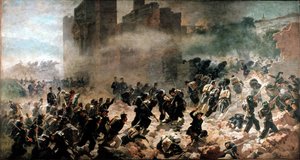 La breche de la Porta Pia, Rome (20 september 1870) - Schilderij door Carlo Ademollo (1825-1911). Milaan, Museo del Risorgimento