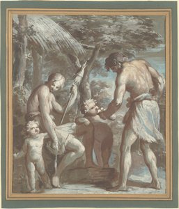 Adam en Eva met Kaïn en Abel door Carlo Alberto Baratta