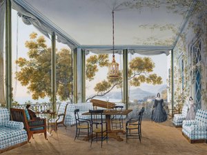 Interieur in het Naryshkin-paleis van Miskhor, 1841-1842 door Carlo Bossoli