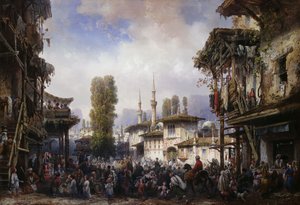 Plein van de Tartaren, Bahceka, 1854 door Carlo Bossoli