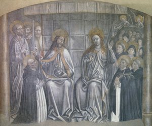Christus geeft de wereld aan Sint Dominicus in aanwezigheid van de Maagd Maria, fresco door Carlo Braccesco