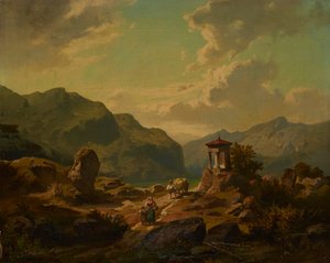 Berglandschap met meer door Carlo Brioschi