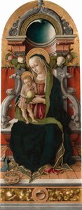 Madonna en Kind op de Troon met Donor door Carlo Crivelli