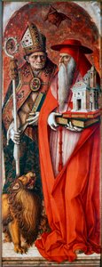Polyptiek van de kathedraal van Camerino: Sint Hiëronymus en Sint Augustinus door Carlo Crivelli