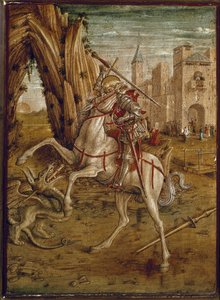 Sint-Joris doodt de draak (Predelle van Pala Odoni) door Carlo Crivelli