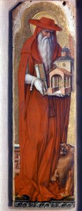 Sint Hiëronymus draagt het kostuum van de bisschop (mijter). Predelle Demidoff door Carlo Crivelli (1430/35 - 1494). 1476. door Carlo Crivelli