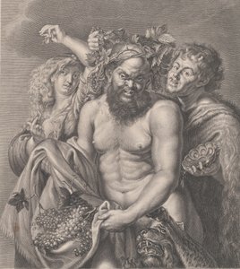 Bacchus vergezeld door een Bacchante en een faun door Carlo Faucci