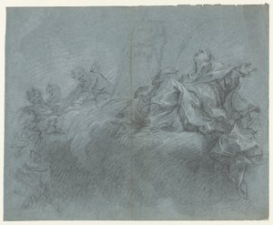 Madonna met engelen in de wolken door Carlo Innocenzo Carlone (possibly)