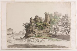 Het Zogenaamde Graf van de Gebroeders Curiatii in Albano, met de Kerk van de Madonna..., c177