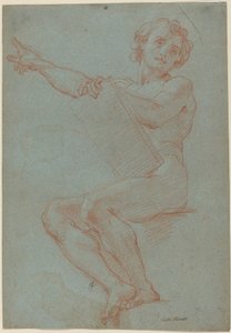 Zittende Man met een Tablet door Carlo Maratta