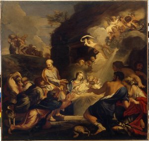 De aanbidding van het Christuskind door Carlo Maratta or Maratti