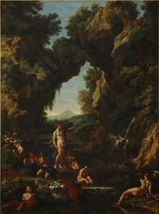 Landschap met Diana en Actaeon, c.1657 door Carlo Maratta or Maratti