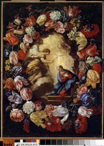 De aankondiging aan de bloemen door Carlo Maratta or Maratti