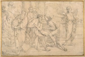 Tobias geneest de blindheid van Tobit met de gal van de vis