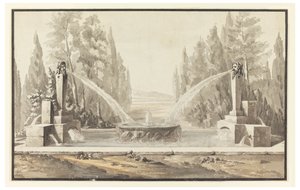 Ontwerp voor een fontein in een park door Carlo Marchionni