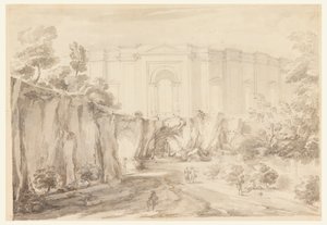 Ontwerp voor een Hemicyclus, Villa Albani, Rome, Italië door Carlo Marchionni