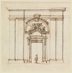 Ontwerp voor een deel van een muur met een deurkozijn door Carlo Marchionni