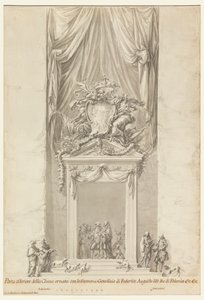 Deur van San Salvatore in Lauro met decoratie voor de begrafenis van koning Frederik August III van Polen, Rome, Italië door Carlo Marchionni
