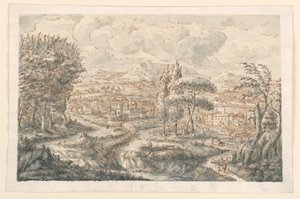 Tekening, Een vallei, 1750-70 door Carlo Marchionni