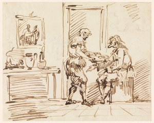 Tekening, Een genrescène, 1725-50 door Carlo Marchionni