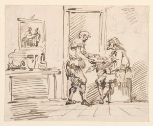 Tekening, Een genrescène, 1725-50 door Carlo Marchionni