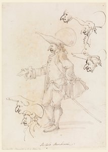 Tekening, karikaturen, ca. 1725-75 door Carlo Marchionni