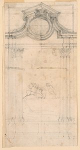 Tekening, Ontwerp van een Grafmonument voor een Klooster, ca. 1745 door Carlo Marchionni