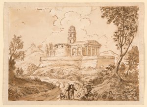 Tekening, Figuren op weg, midden 18e-laat 18e eeuw door Carlo Marchionni