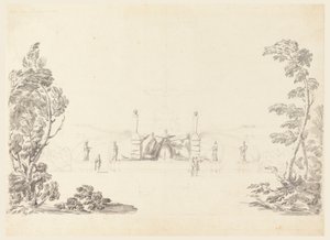 Tekening, Schets voor een fontein in het park, 1740 door Carlo Marchionni