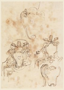 Tekening, Schetsen voor lijsten en wapenschilden, 1758-69 door Carlo Marchionni