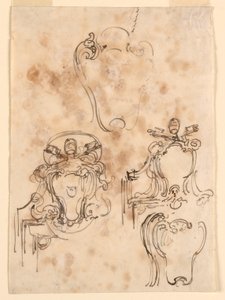 Tekening, Schetsen voor lijsten en wapenschilden, 1758-69 door Carlo Marchionni