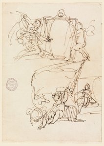 Tekening, Drie schetsen, voor 1775 door Carlo Marchionni