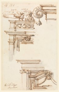 Tekening, twee deurkasten, 1750-75 door Carlo Marchionni