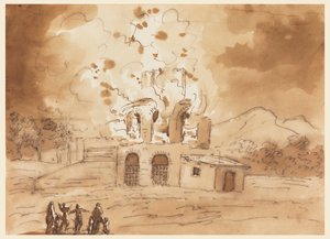 Landschap met een Brandende Toren door Carlo Marchionni